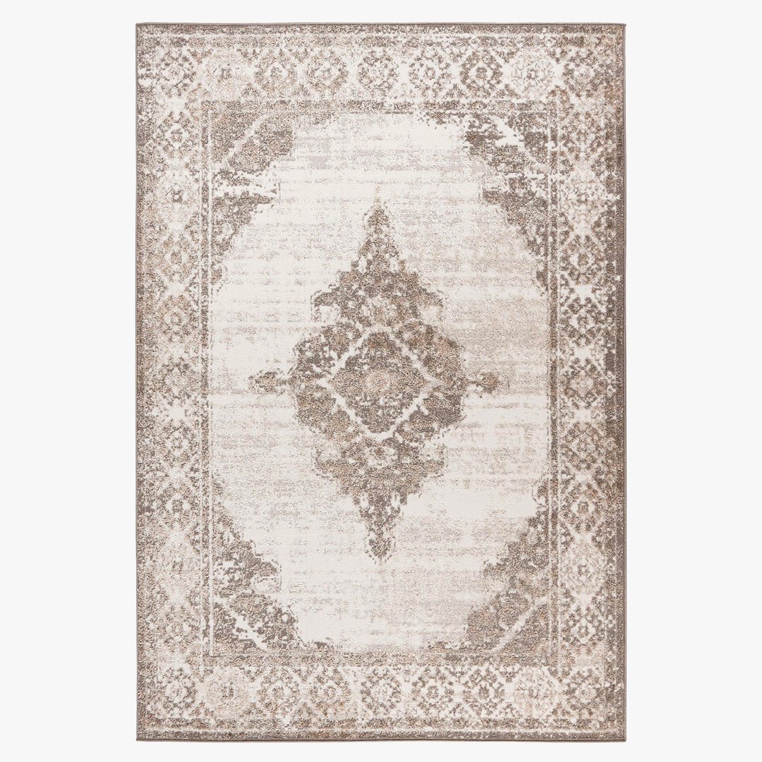 MILAS Tapis oriental en tissu beige - 120x170 cm - Tapis - Mobilier Deco