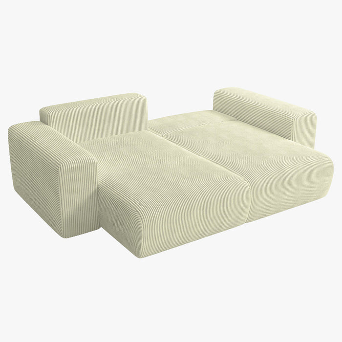 MILEA Canapé d'angle convertible et réversible en velours côtelé beige