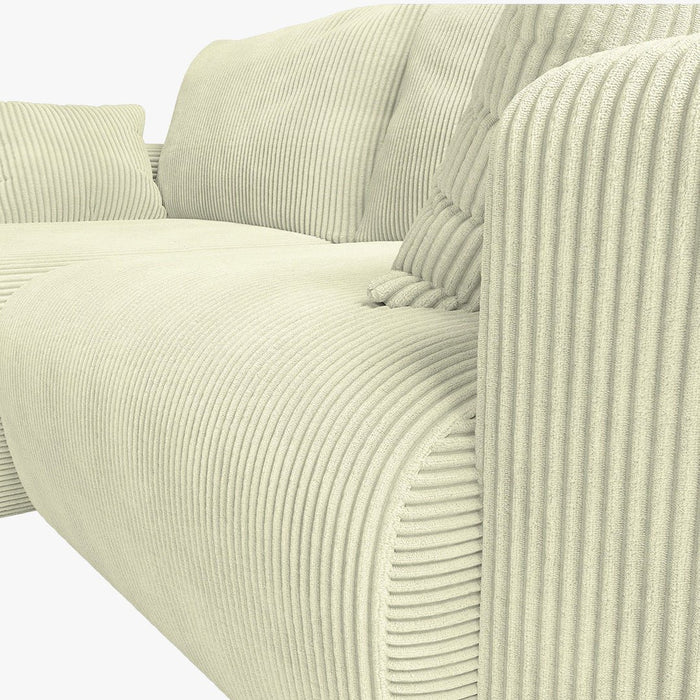 MILEA Canapé d'angle convertible et réversible en velours côtelé beige