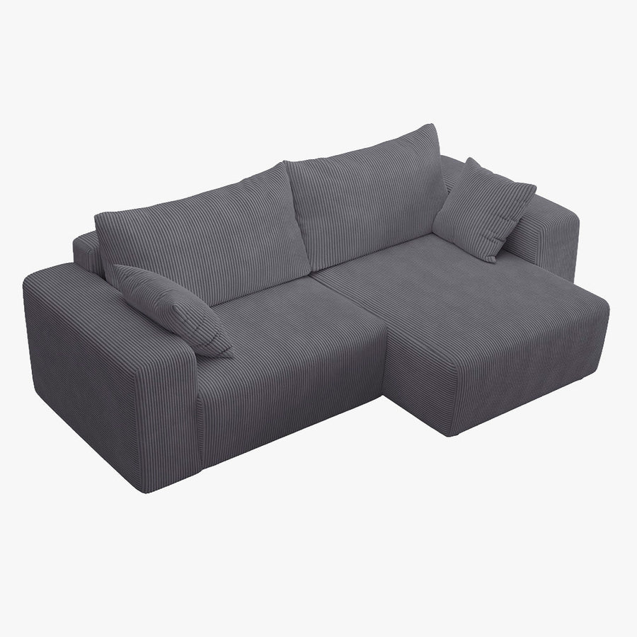 MILEA Canapé d'angle convertible et réversible en velours côtelé gris foncé — aperçu vidéo