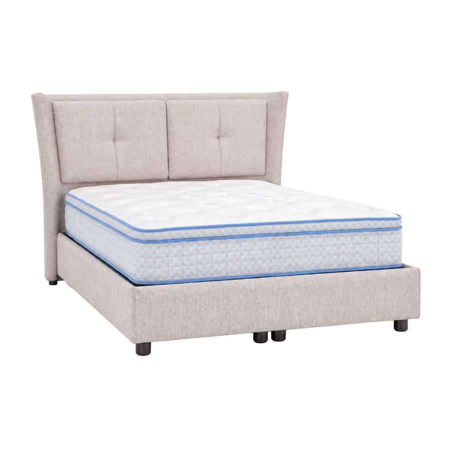 MILIA Lit coffre en tissu beige 140x190 cm — aperçu vidéo