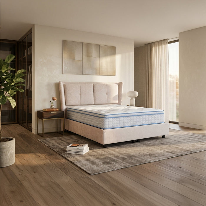 MILIA Lit coffre en tissu beige 160x200 cm