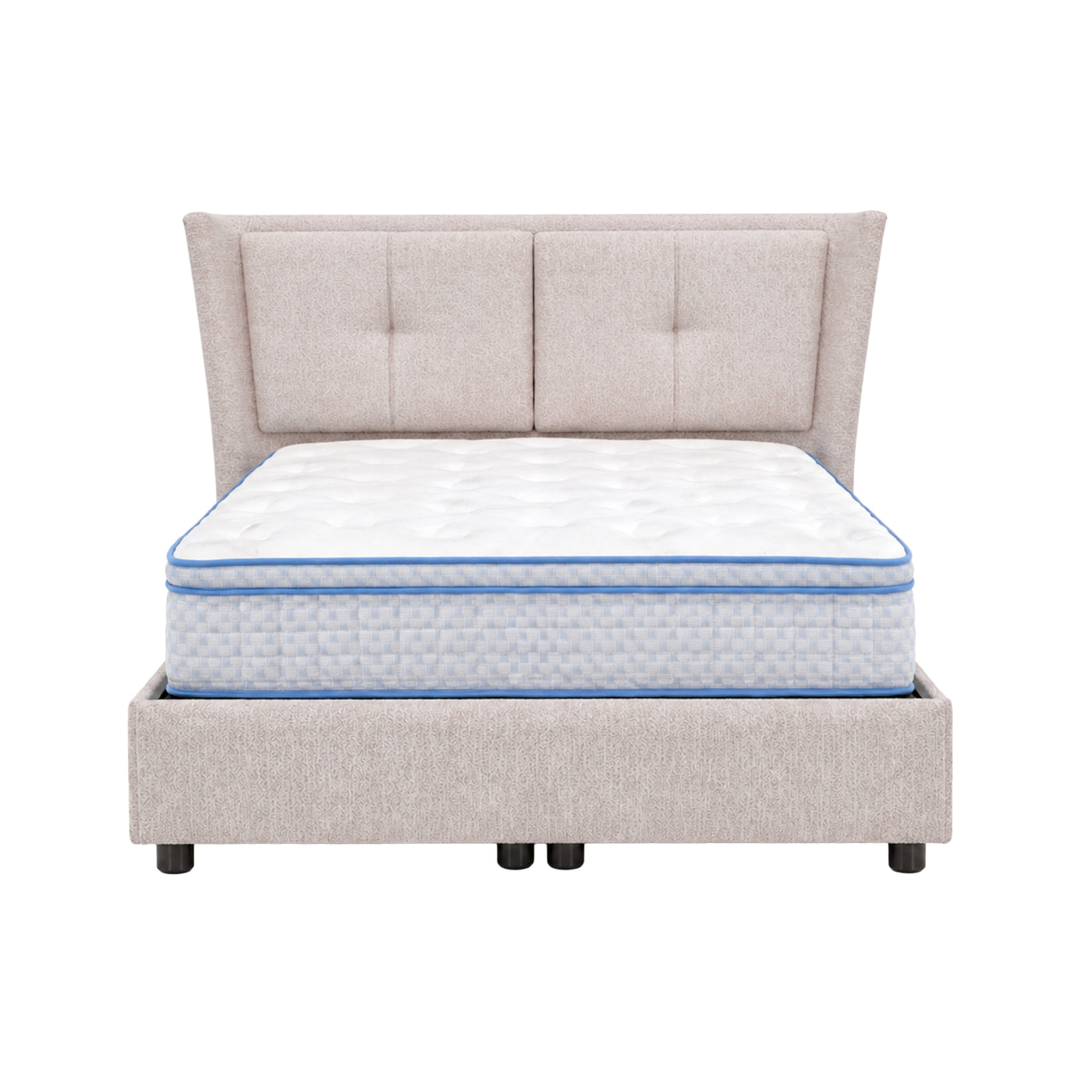 MILIA Lit coffre en tissu beige 160x200 cm