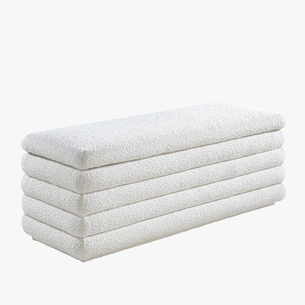 MILLO Banquette coffre effet peau de mouton blanc écru