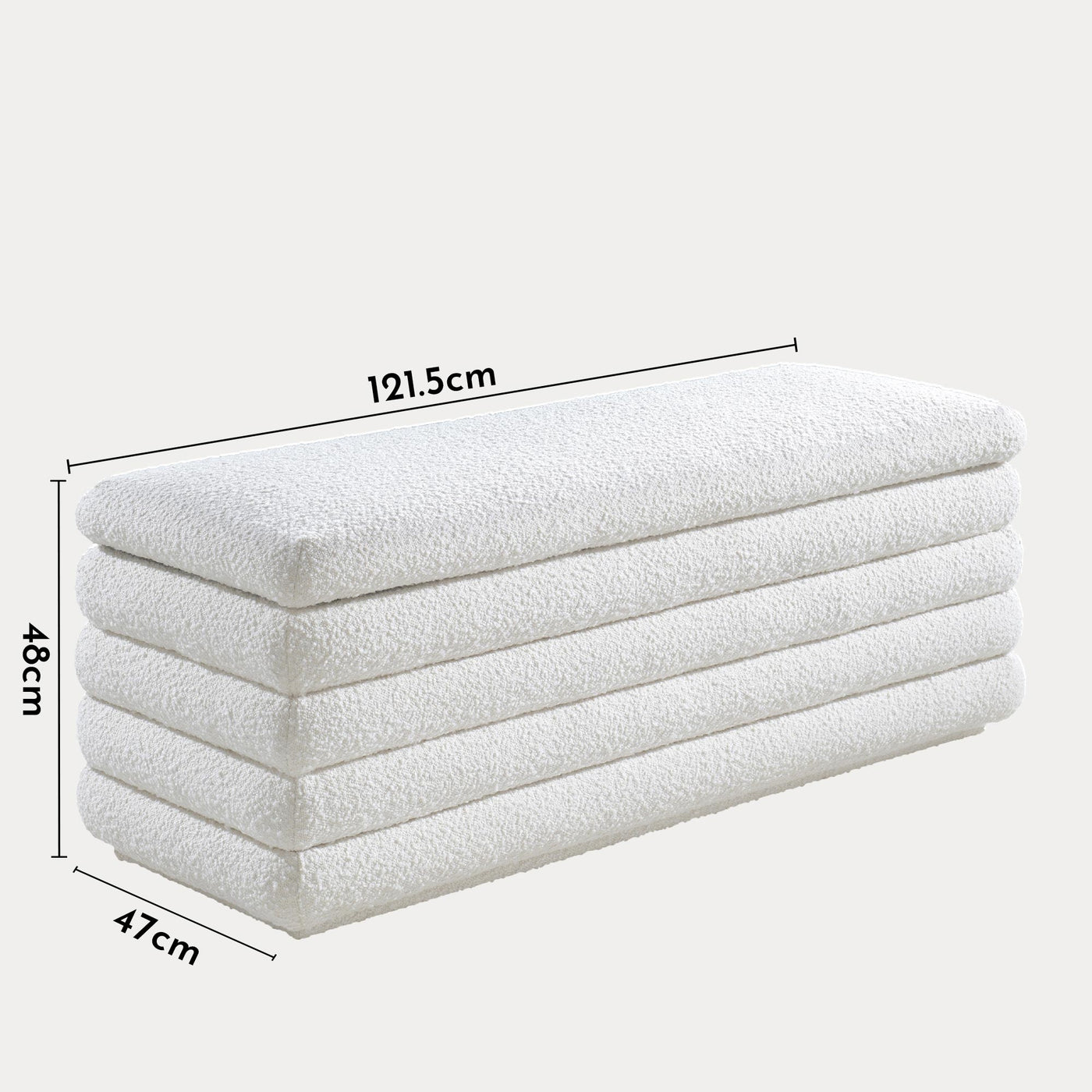 MILLO Banquette coffre effet peau de mouton blanc écru