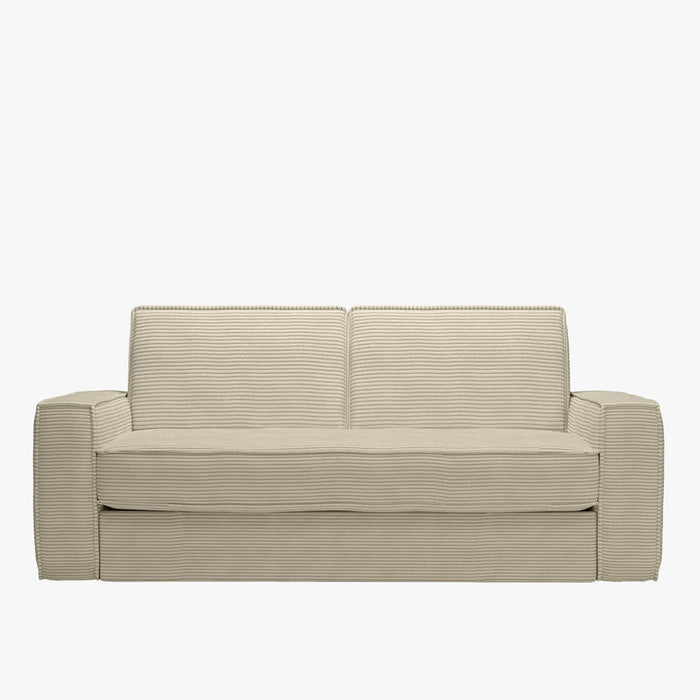 MINDY Canapé 3 places convertible velours côtelé beige matelas 14 cm