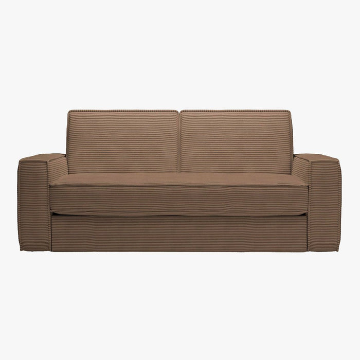 MINDY Canapé 3 places convertible velours côtelé taupe matelas 14 cm