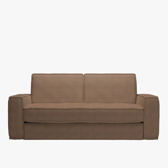 MINDY Canapé 3 places convertible velours côtelé taupe matelas 14 cm