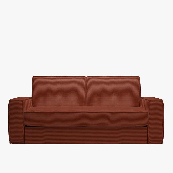 MINDY Canapé 3 places convertible velours côtelé terracotta matelas 14 cm