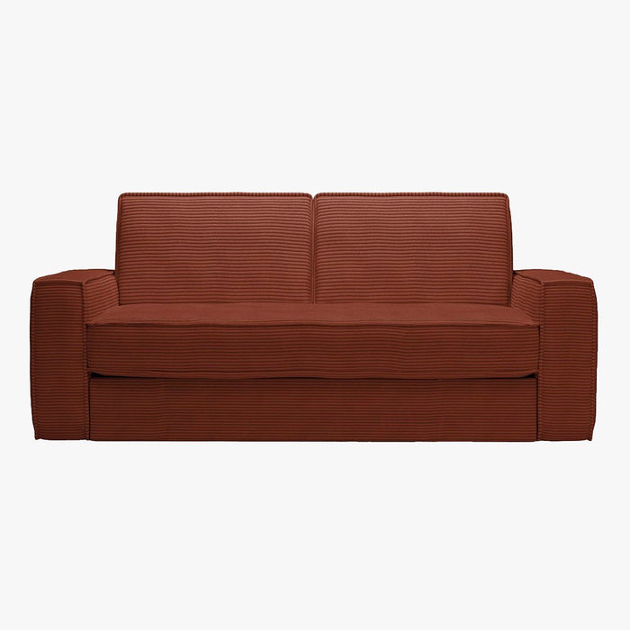 MINDY Canapé 3 places convertible velours côtelé terracotta matelas 14 cm