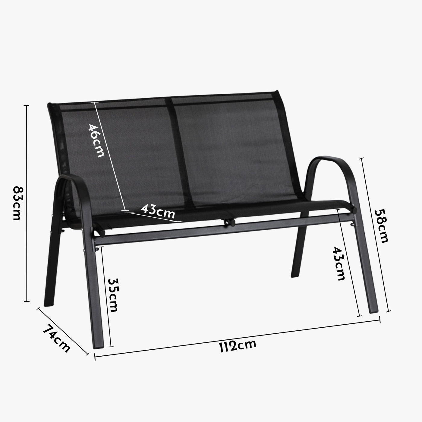 MINNESOTA Ensemble de mobilier de jardin 4 places avec table en verre noir - Mobilier de jardin - Mobilier Deco
