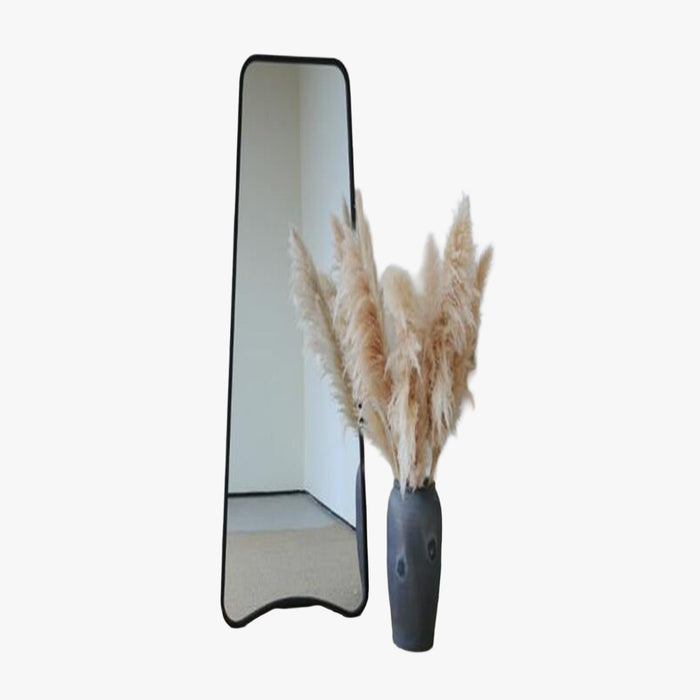 MIRANY Miroir sur pieds rectangulaire en fer noir 122x58 cm