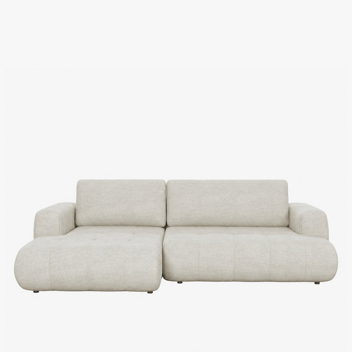 MIREL Canapé d'angle convertible en tissu écru - Angle gauche