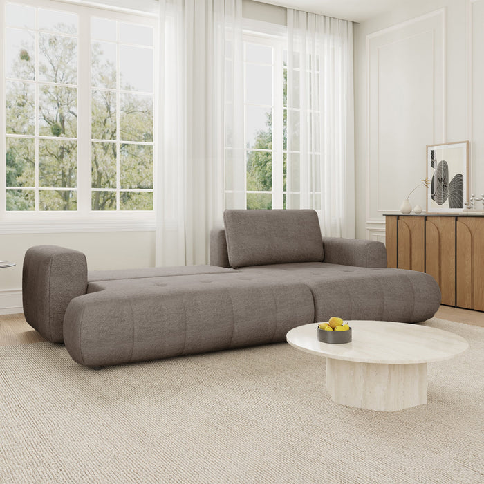 MIREL Canapé d'angle convertible en tissu marron - Angle droit