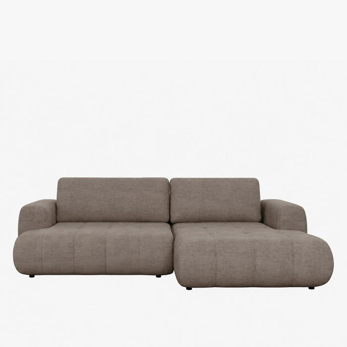 MIREL Canapé d'angle convertible en tissu marron - Angle droit