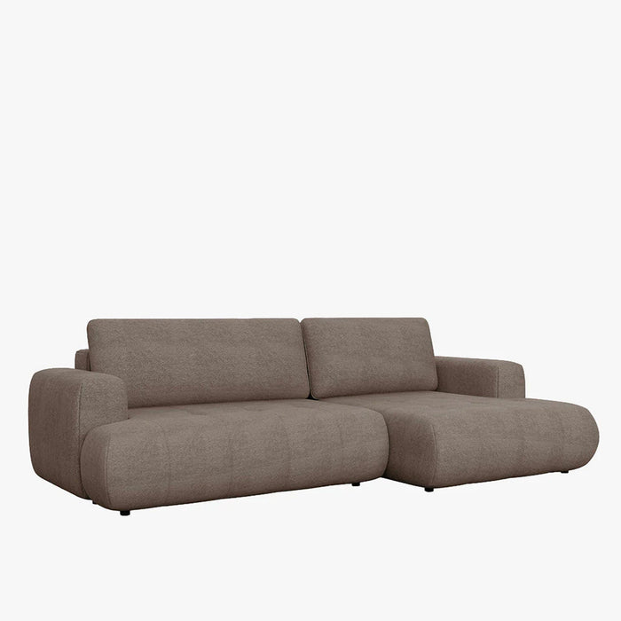 MIREL Canapé d'angle convertible en tissu marron - Angle droit