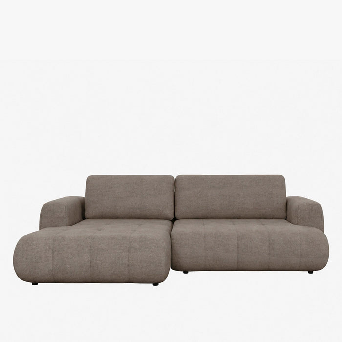 MIREL Canapé d'angle convertible en tissu marron - Angle gauche