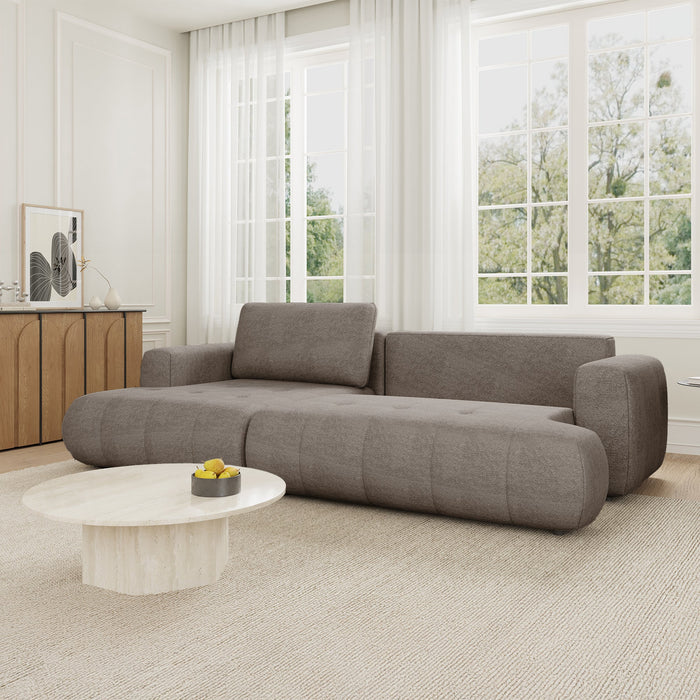 MIREL Canapé d'angle convertible en tissu marron - Angle gauche