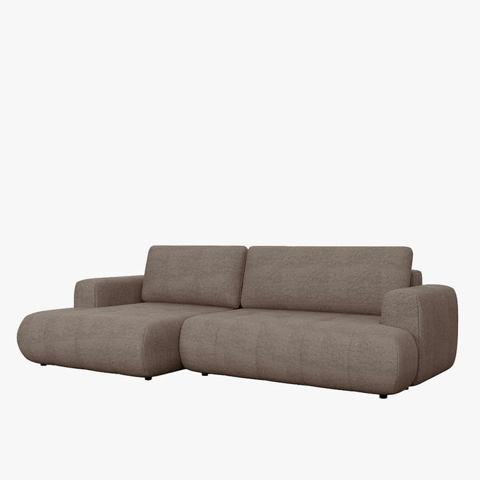 MIREL Canapé d'angle convertible en tissu marron - Angle gauche