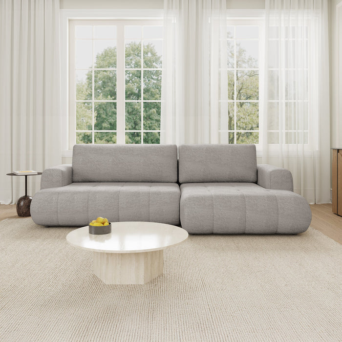 MIREL Canapé d'angle convertible en tissu taupe - Angle droit