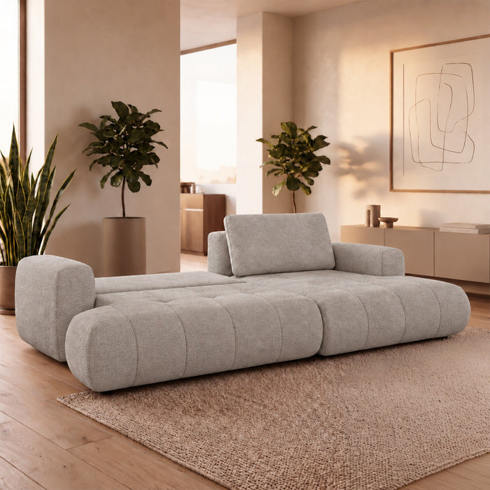 MIREL Canapé d'angle convertible en tissu taupe - Angle droit – Canapé d'angle convertible – vue 2