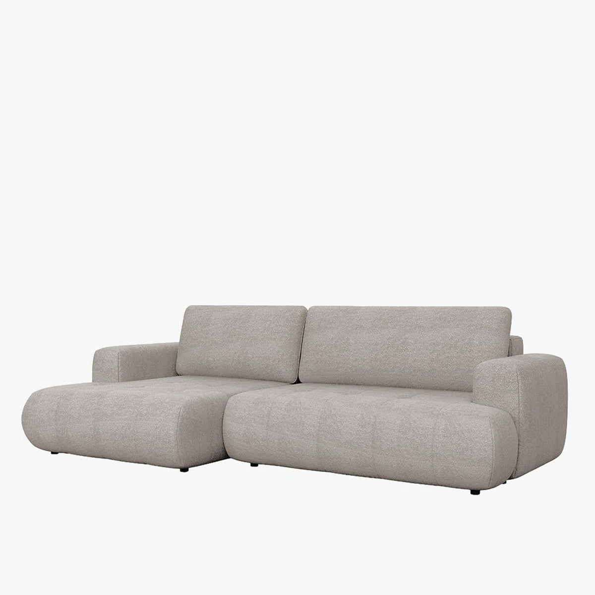 MIREL Canapé d'angle convertible en tissu taupe - Angle gauche - Canapé d'angle convertible - Mobilier Deco