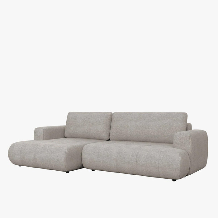 MIREL Canapé d'angle convertible en tissu taupe - Angle gauche