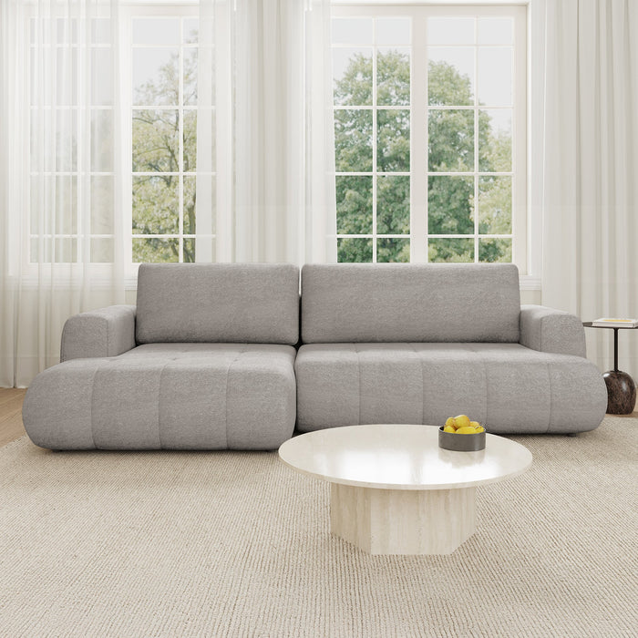 MIREL Canapé d'angle convertible en tissu taupe - Angle gauche