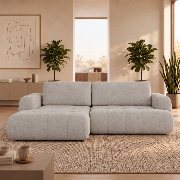 MIREL Canapé d'angle convertible en tissu taupe - Angle gauche