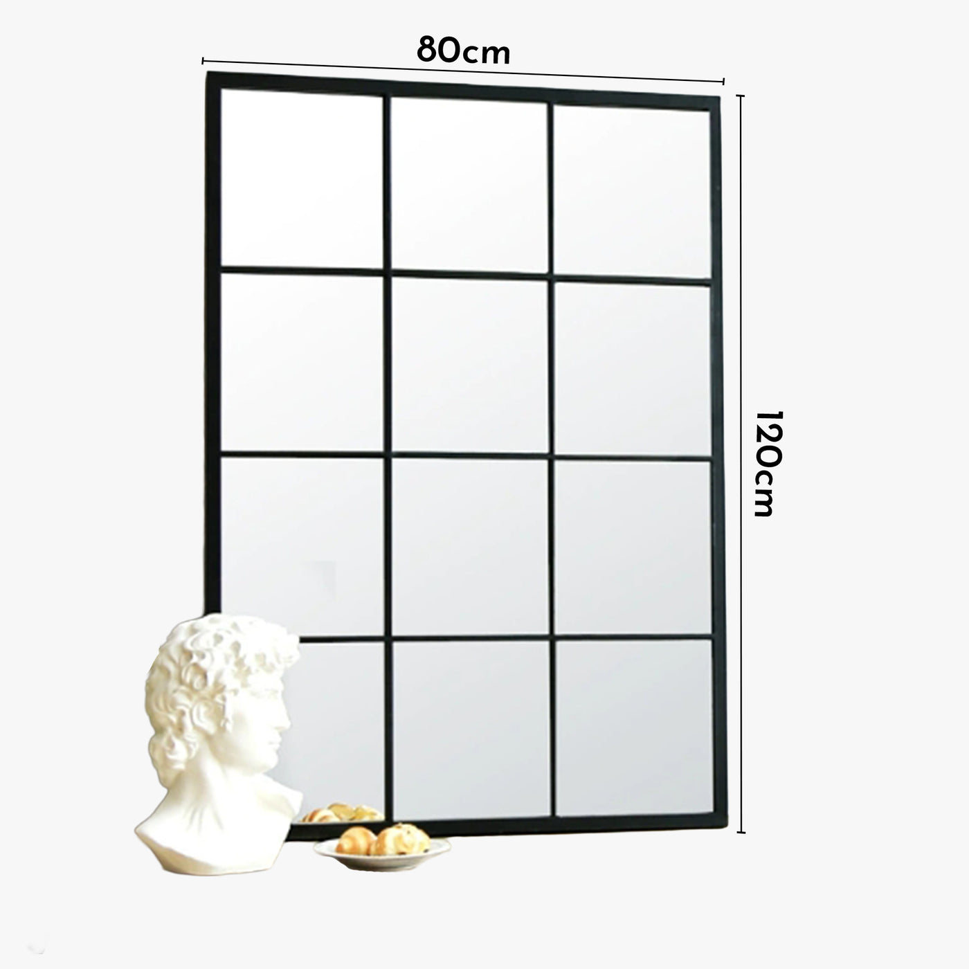 ARYA Miroir mural rectangulaire en fer noir 120x80 cm