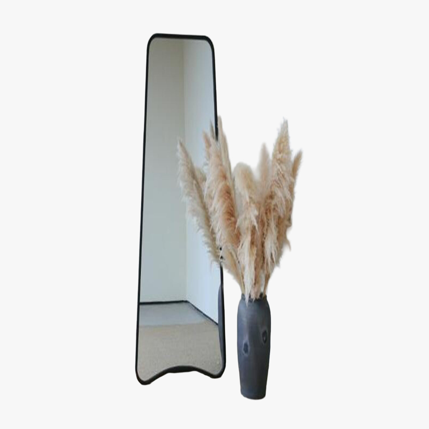 MIRANY Miroir sur pieds rectangulaire en fer noir 122x58 cm