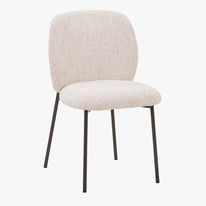 MOGAN Lot de 2 chaises en tissu beige pieds en métal noir