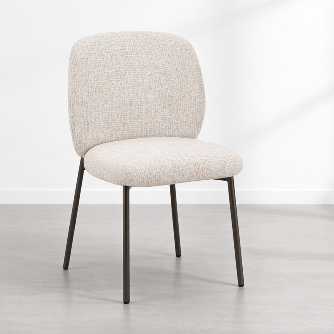 MOGAN Lot de 2 chaises en tissu beige pieds en métal noir