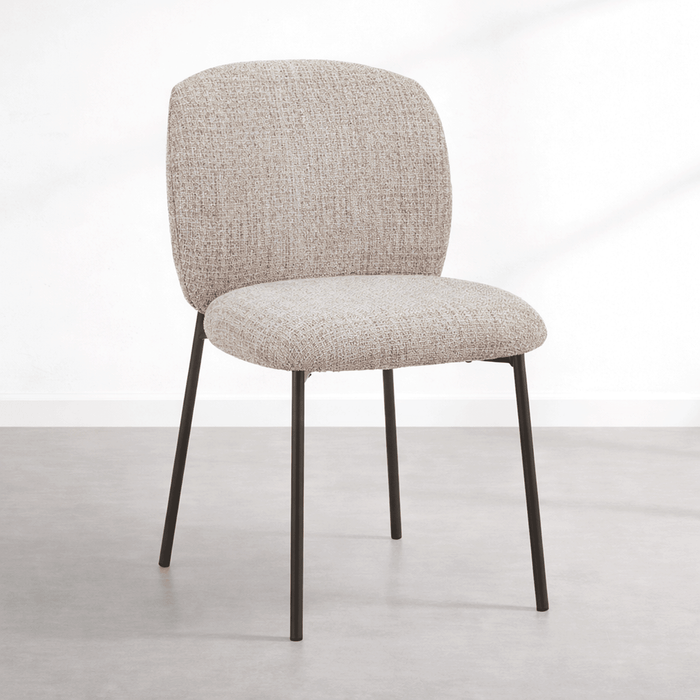 MOGAN Lot de 2 chaises en tissu taupe pieds en métal noir