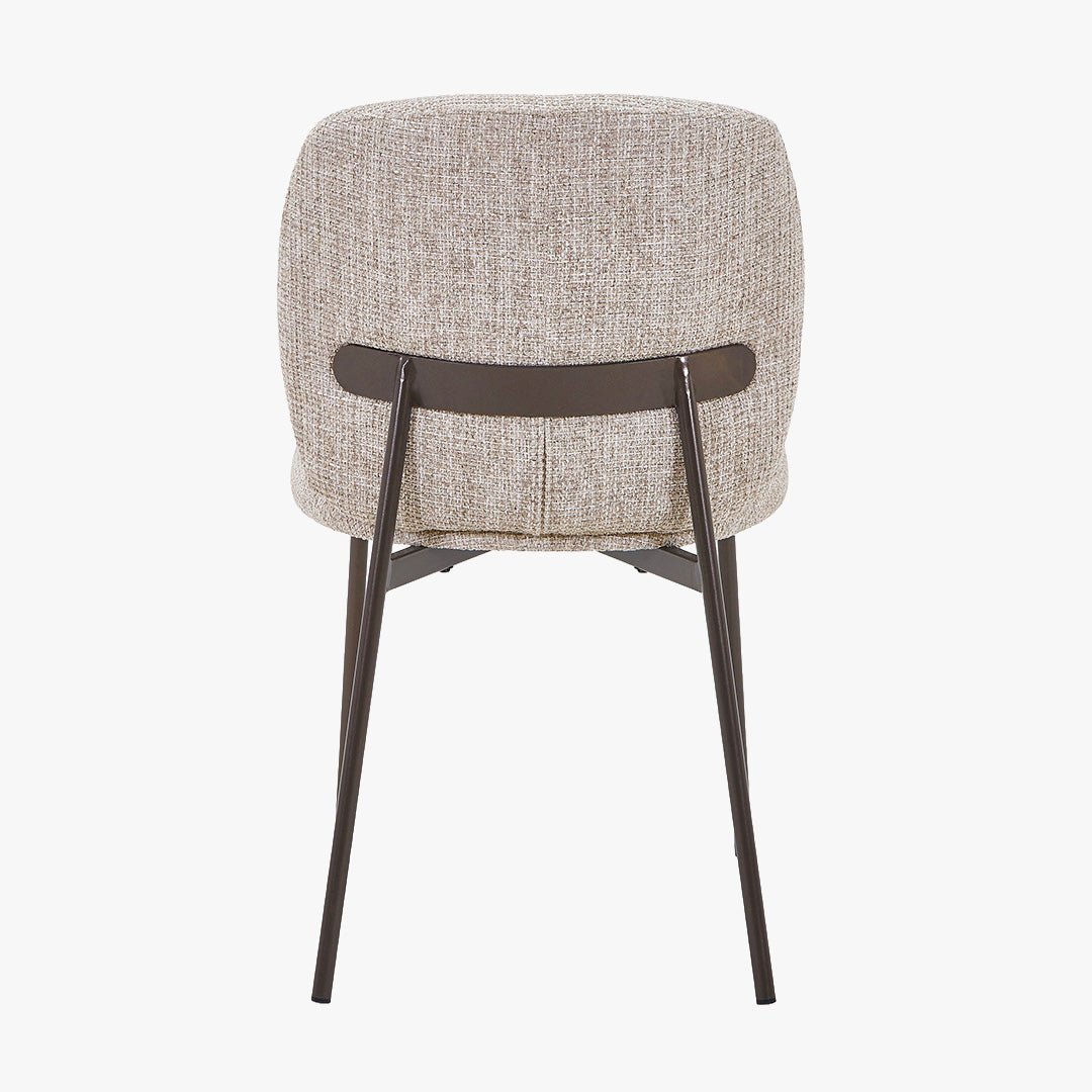 MOGAN Lot de 2 chaises en tissu taupe pieds en métal noir - Chaise de repas - Mobilier Deco