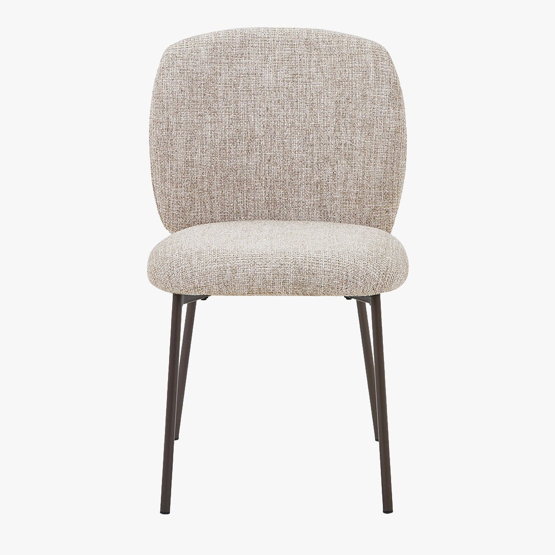 MOGAN Lot de 2 chaises en tissu taupe pieds en métal noir - Chaise de repas - Mobilier Deco