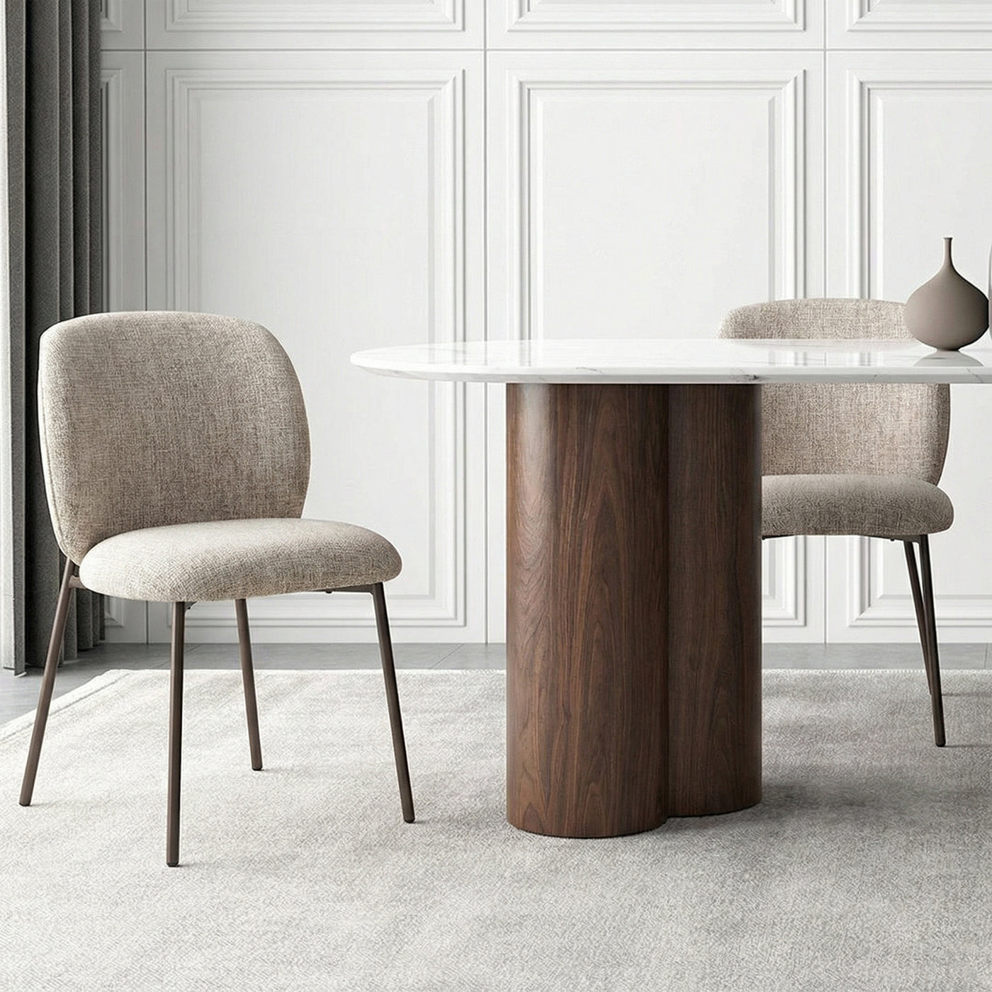 MOGAN Lot de 2 chaises en tissu taupe pieds en métal noir