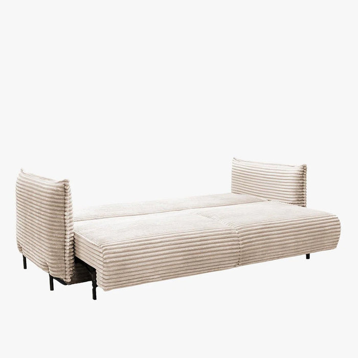 MONICA Canapé 3 places convertible avec coffre velours gros côtelé beige