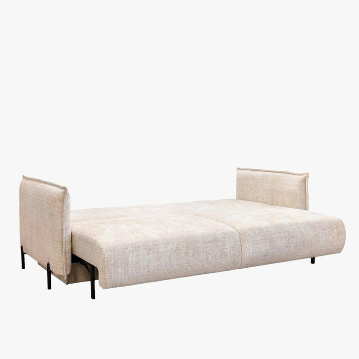 MONICA TISSU Canapé 3 places convertible avec coffre en tissu beige