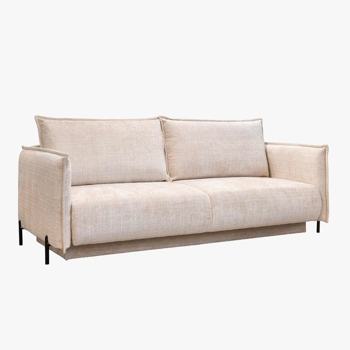 MONICA TISSU Canapé 3 places convertible avec coffre en tissu beige