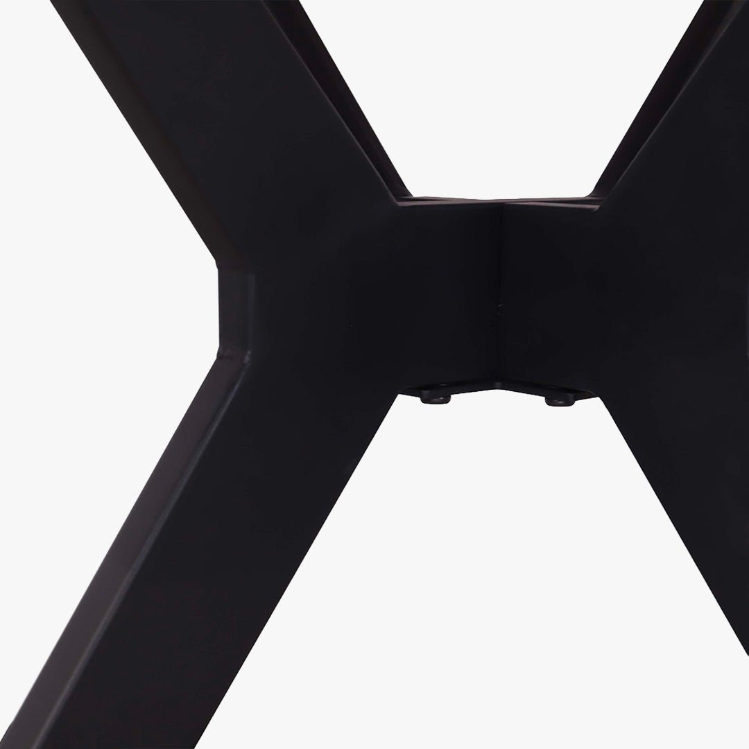 MONNA Table à manger ronde pierre frittée blanc piètement en métal noir - Table à manger - Mobilier Deco