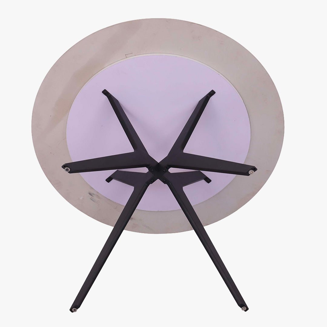 MONNA Table à manger ronde pierre frittée blanc piètement en métal noir - Table à manger - Mobilier Deco