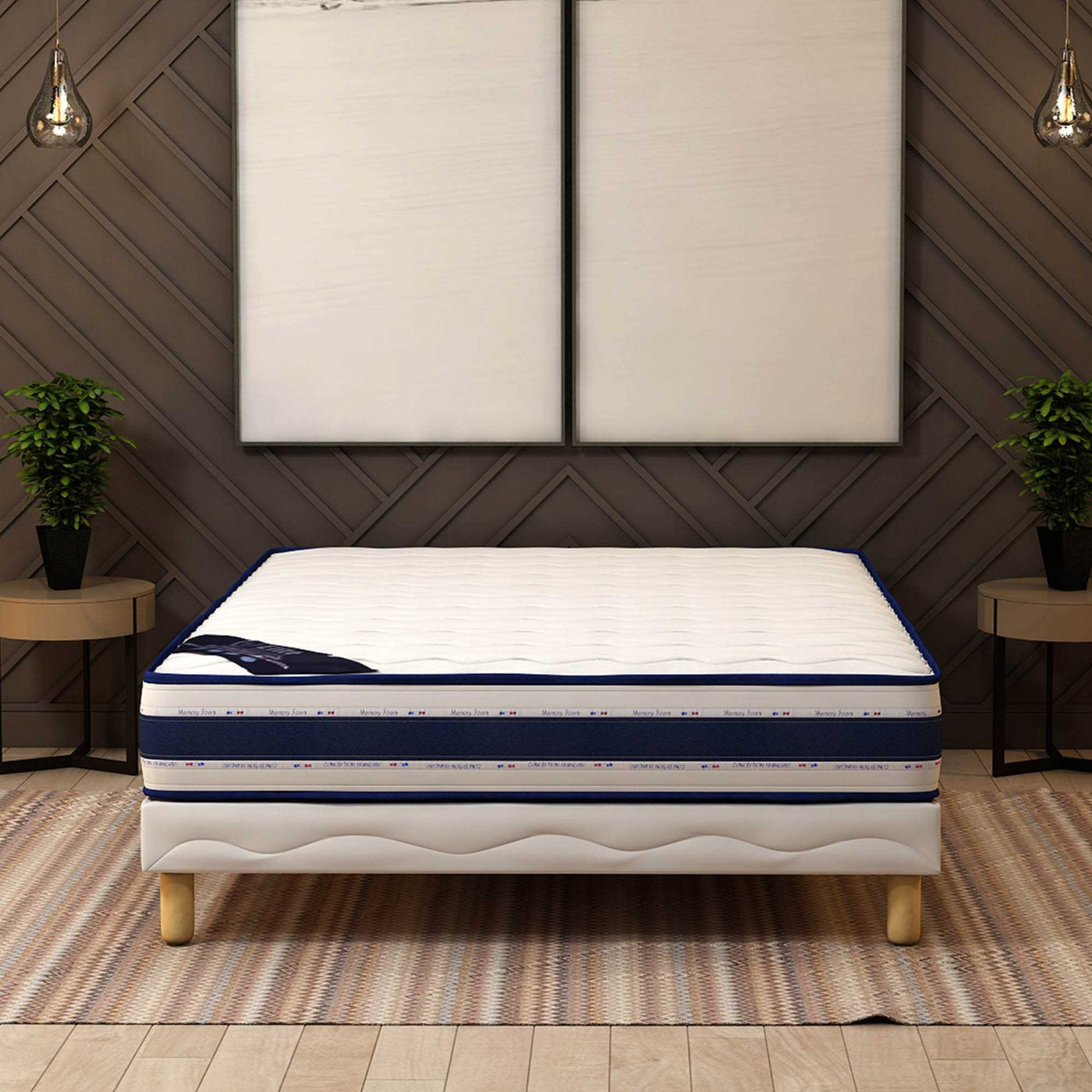 MOON Ensemble sommier+matelas 22 cm 140x190