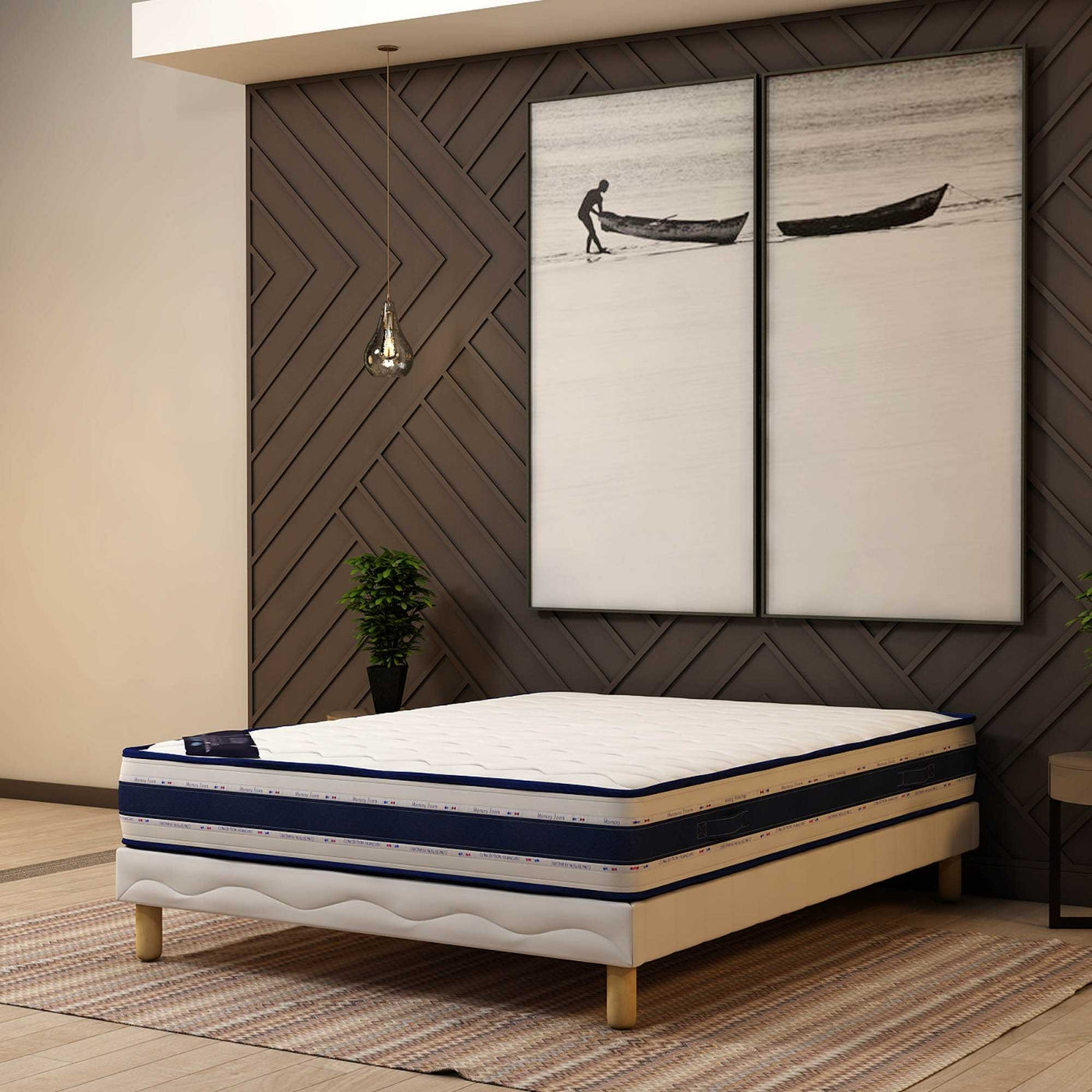 MOON Ensemble sommier+matelas 22 cm 160x200