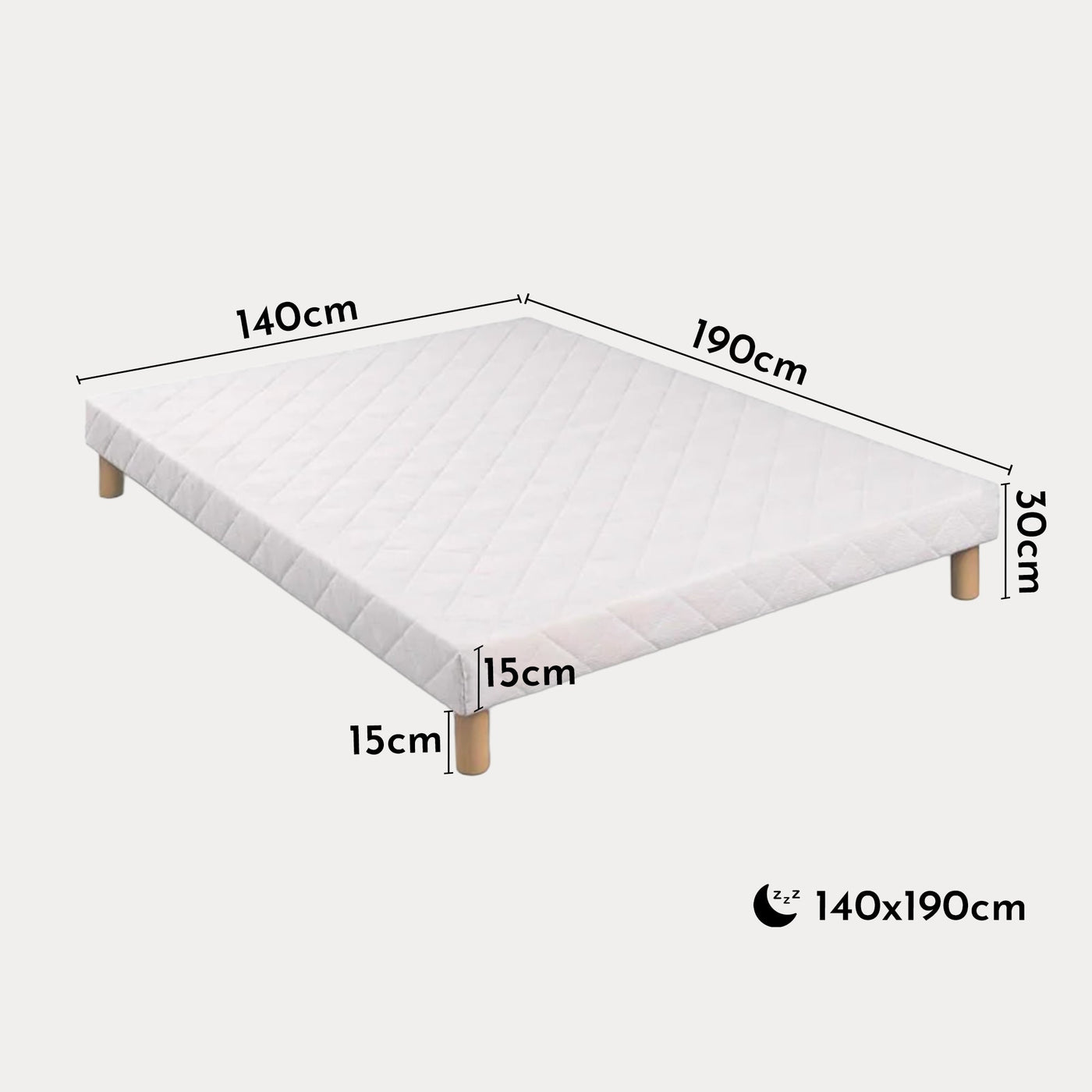 MOONLIGHT Sommier 140x190 + 4 pieds - Sommier - Mobilier Deco
