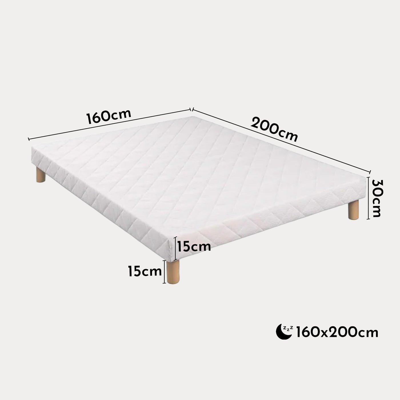 MOONLIGHT Sommier 160x200 + 4 pieds