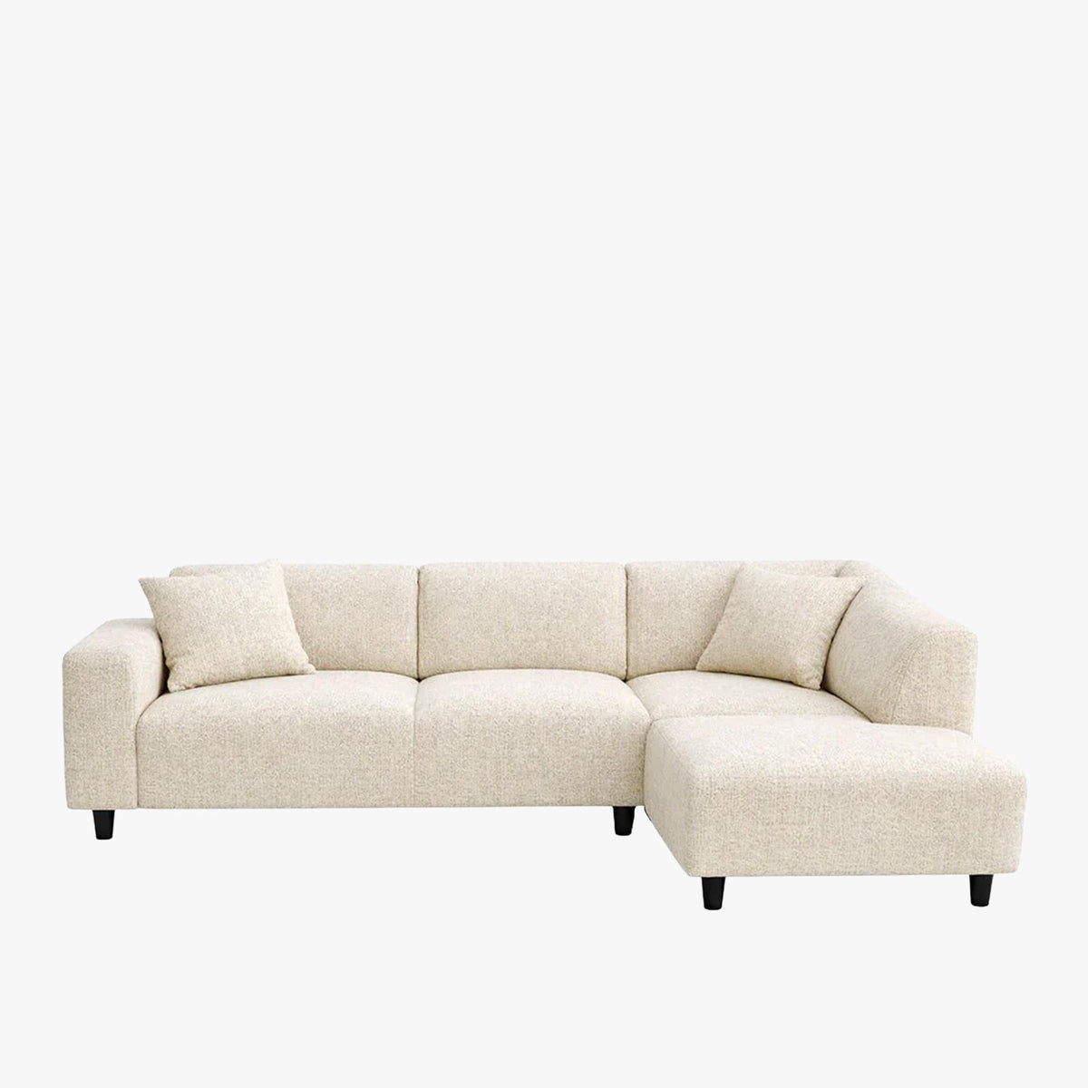 MUNICH Canapé d'angle en tissu beige - Angle droit - Canapés d'angle - Mobilier Deco