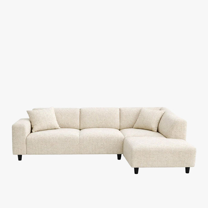 MUNICH Canapé d'angle en tissu beige - Angle droit