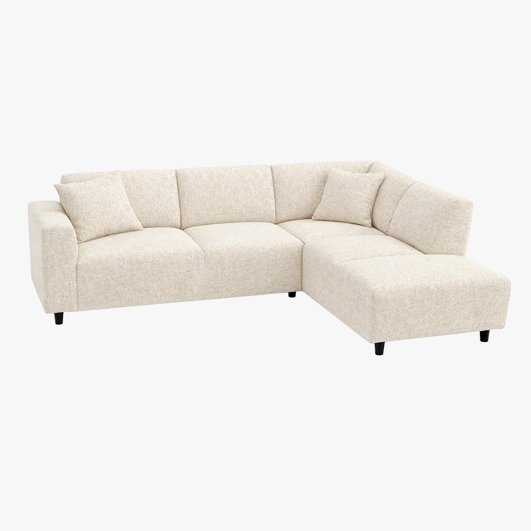 MUNICH Canapé d'angle en tissu beige - Angle droit - Canapés d'angle - Mobilier Deco