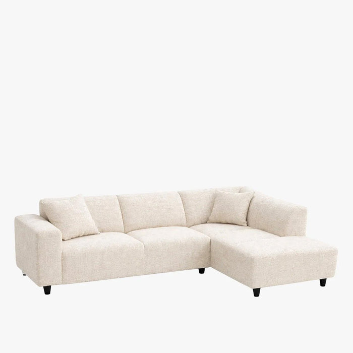 MUNICH Canapé d'angle en tissu beige - Angle droit